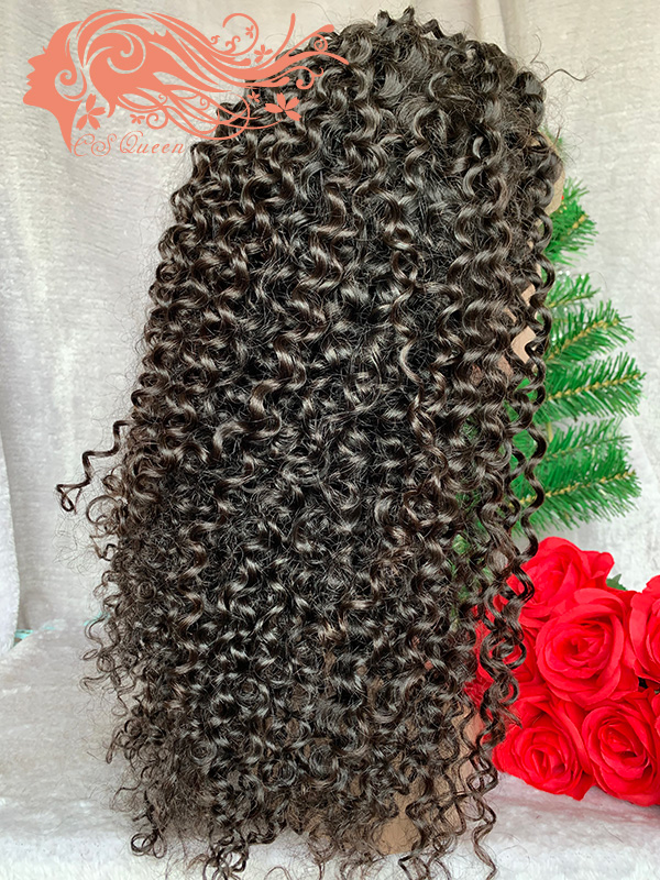 Csqueen 9A Jerry Curly 13*4 Transparent Lace Frontal Wig 100% human hair Wigs 180%density